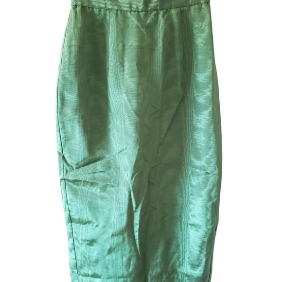 Vtg Scott McClintock Green Shimmer Moire Taffeta Maxi Skirt  Mermaidcore 2/4 - Picture 2 of 6